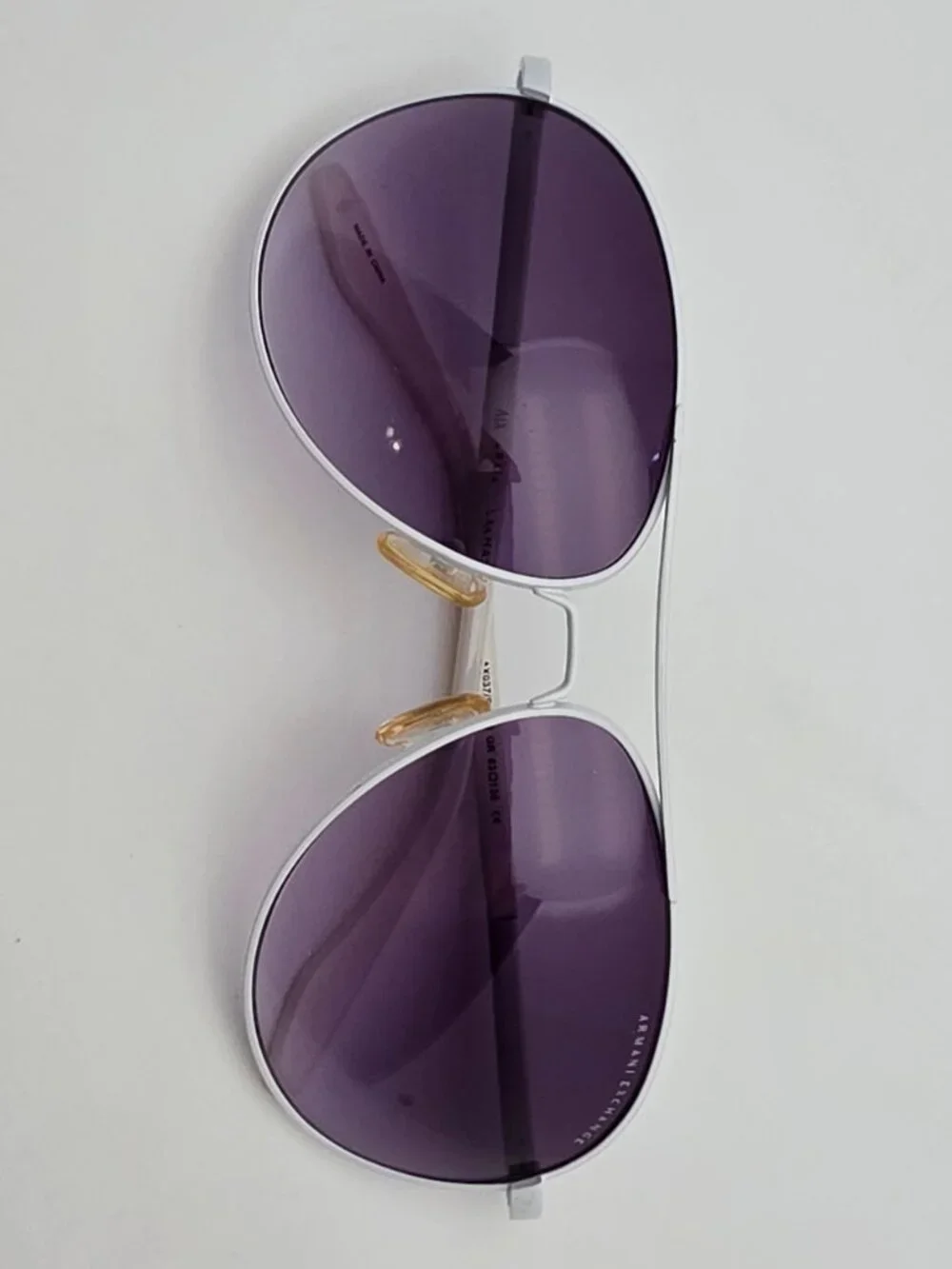 Armani Exchange AX037/S White Frame Grey Gradient Lens Aviator Sunglasses w Case